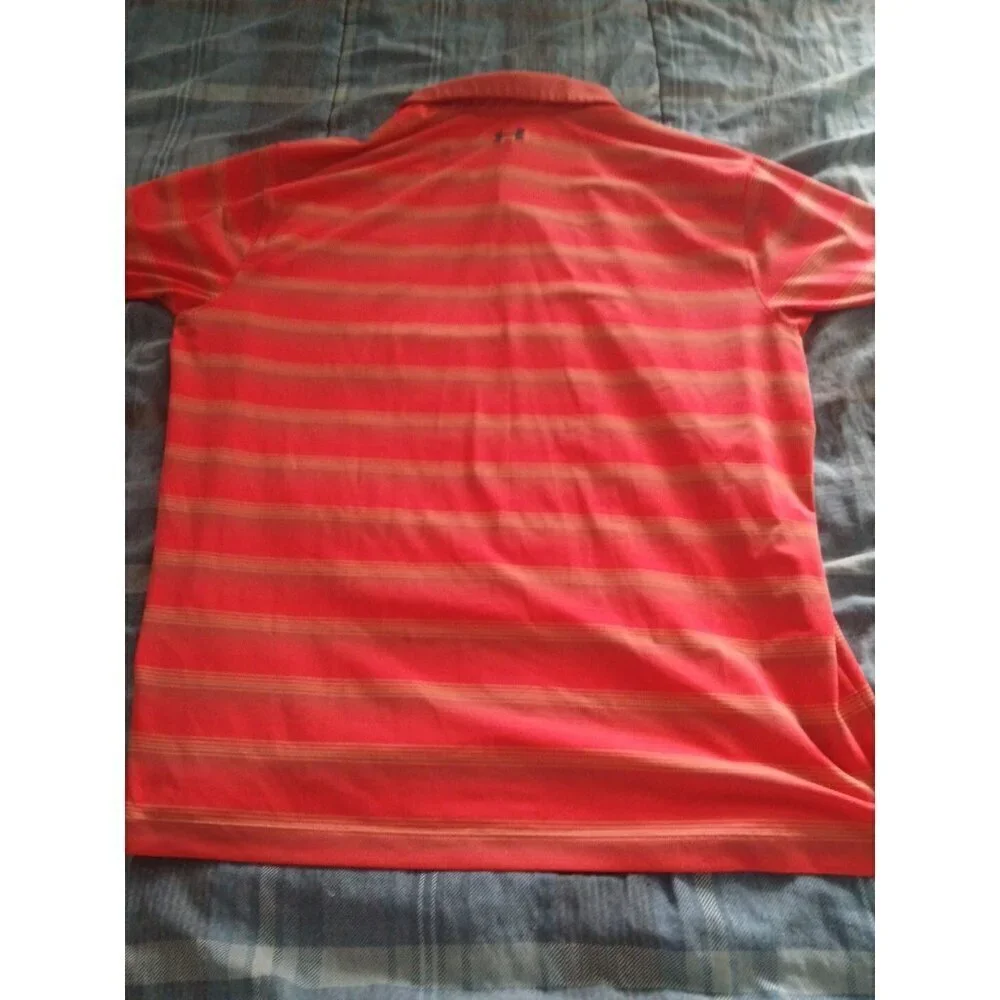 Under‎ Armour Mens Shirt Size XXL  Heat Gear Polo  Striped Polyester!!